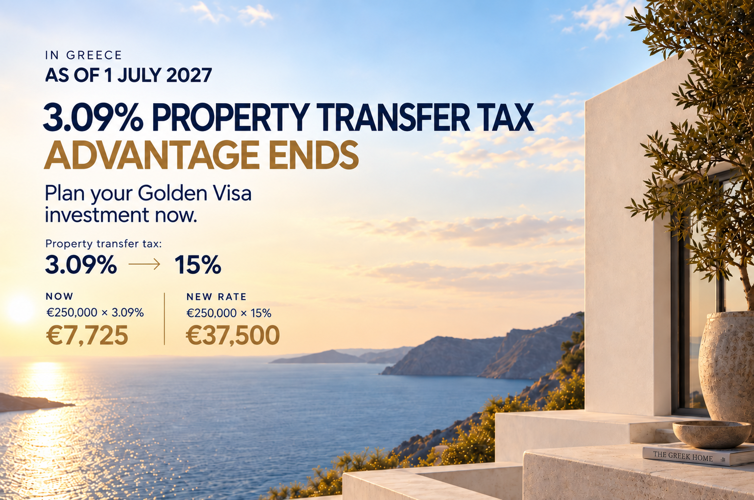 Important Change for Property Investors in Greece: Transfer Tax Set to Increase